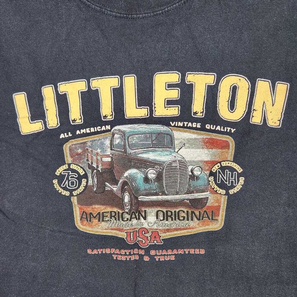 Littleton New Hampshire Shirt Mens Large Black Graphic Vintage Truck USA Ford